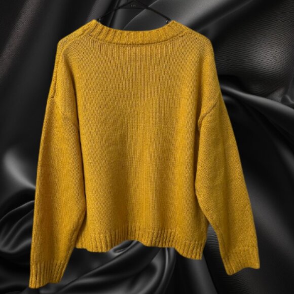 Mustard Yellow Knit Sweater With Front Pocket Size: L - Picture 2 of 5